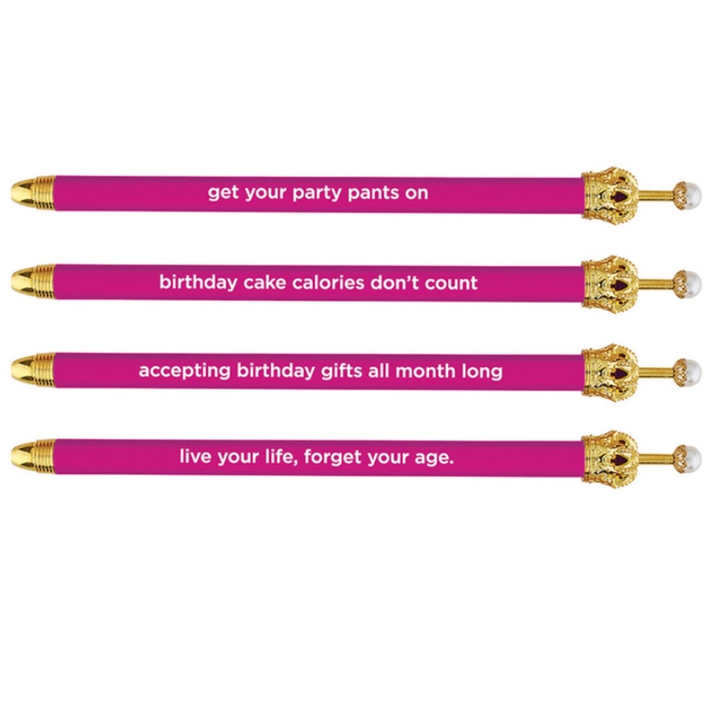 12 NWT Santa Barbara Design Studio Pearl Crown Pens in Hot Pink